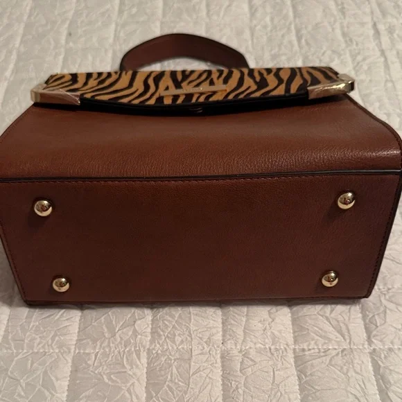 Dune LondonZebra Pattern Brown Satchel with Calf Hair. NWOT - Picture 5 of 12